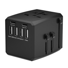 MicroConnect World Travel Adapter with 4 USB A Ports - Universal Power Solution